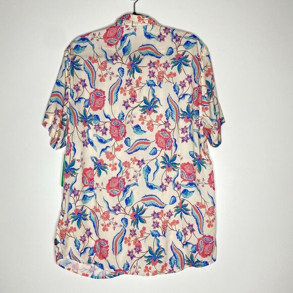 New Guess Slim Fit Floral Tropical Hawaiian Button Down Shirt Men's Size Large - Picture 1 of 9
